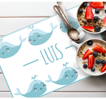 Tovaglietta americana infantile con motivi di balena felice - TenStickers