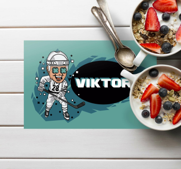 Tovaglietta americana infantile giocatore di hockey cartone - TenStickers