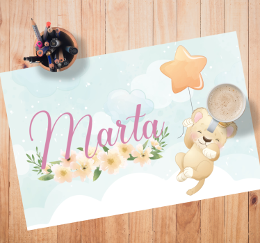 Tovaglietta americana infantile leone carino con palloncino - TenStickers