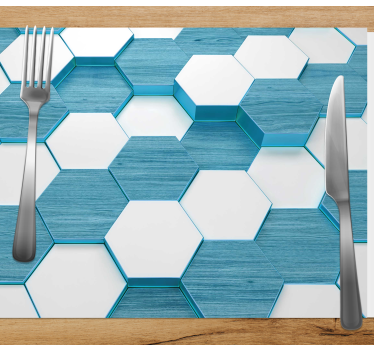 Tovaglietta americana moderna motivo esagonale blu - TenStickers