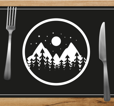 Tovaglietta americana moderna paesaggio montano circolare - TenStickers