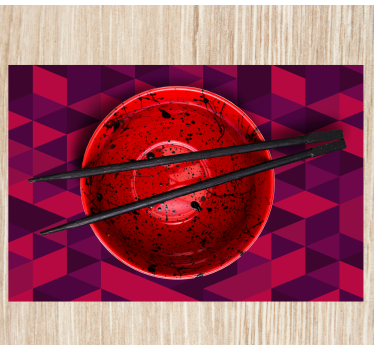 Tovaglietta americana originale ciotola rossa con bacchette - TenStickers