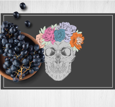 Tovaglietta americana originale corona floreale teschio - TenStickers