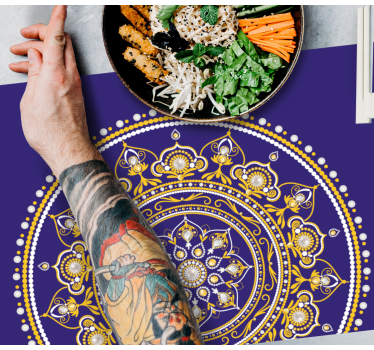 Tovaglietta americana originale mandala dorato intricato - TenStickers