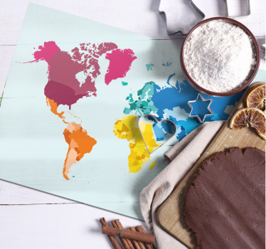 Tovaglietta americana originale mappa del mondo colorata - TenStickers