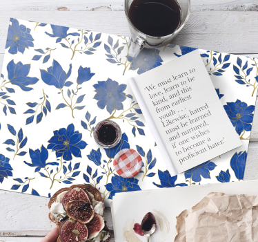 Tovaglietta americana originale motivo floreale blu - TenStickers
