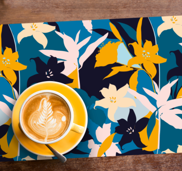 Tovaglietta americana originale motivo floreale turchese - TenStickers
