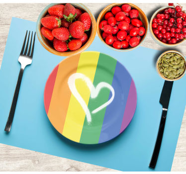 Tovaglietta americana originale piatto cuore arcobaleno - TenStickers