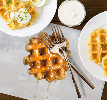 Tovaglietta americana originale waffle con sciroppo d'oro - TenStickers