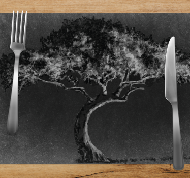 Tovaglietta americana textu silhouette artistica albero - TenStickers