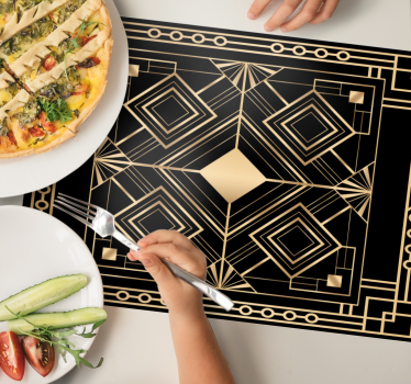 Tovaglietta colazione elegante Arte moderna deco nero e dorato - TenStickers