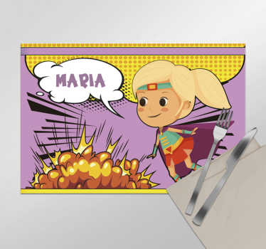 Tovaglietta americana con nome superheroina a fumetti - TenStickers