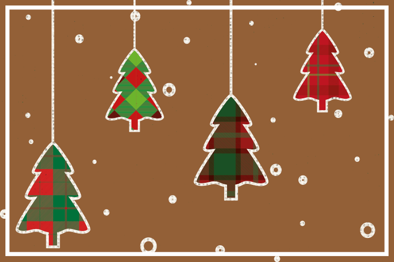 Tovagliette marroni del fondo degli alberi di natale - TenStickers