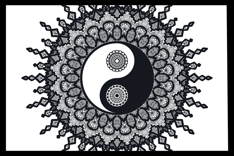 Tovaglietta americana textu motivo mandala yin yang - TenStickers