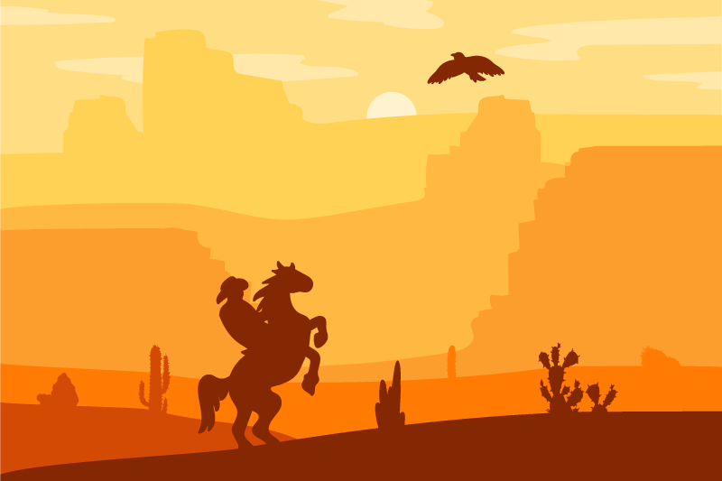 Tovaglietta americana originale scena cowboy in silhouette - TenStickers