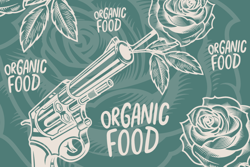 Tovaglietta americana originale cibo biologico revolver - TenStickers