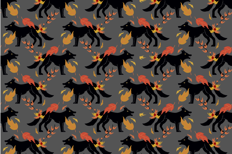 Tovaglietta americana di halloween volpi con fiamme - TenStickers