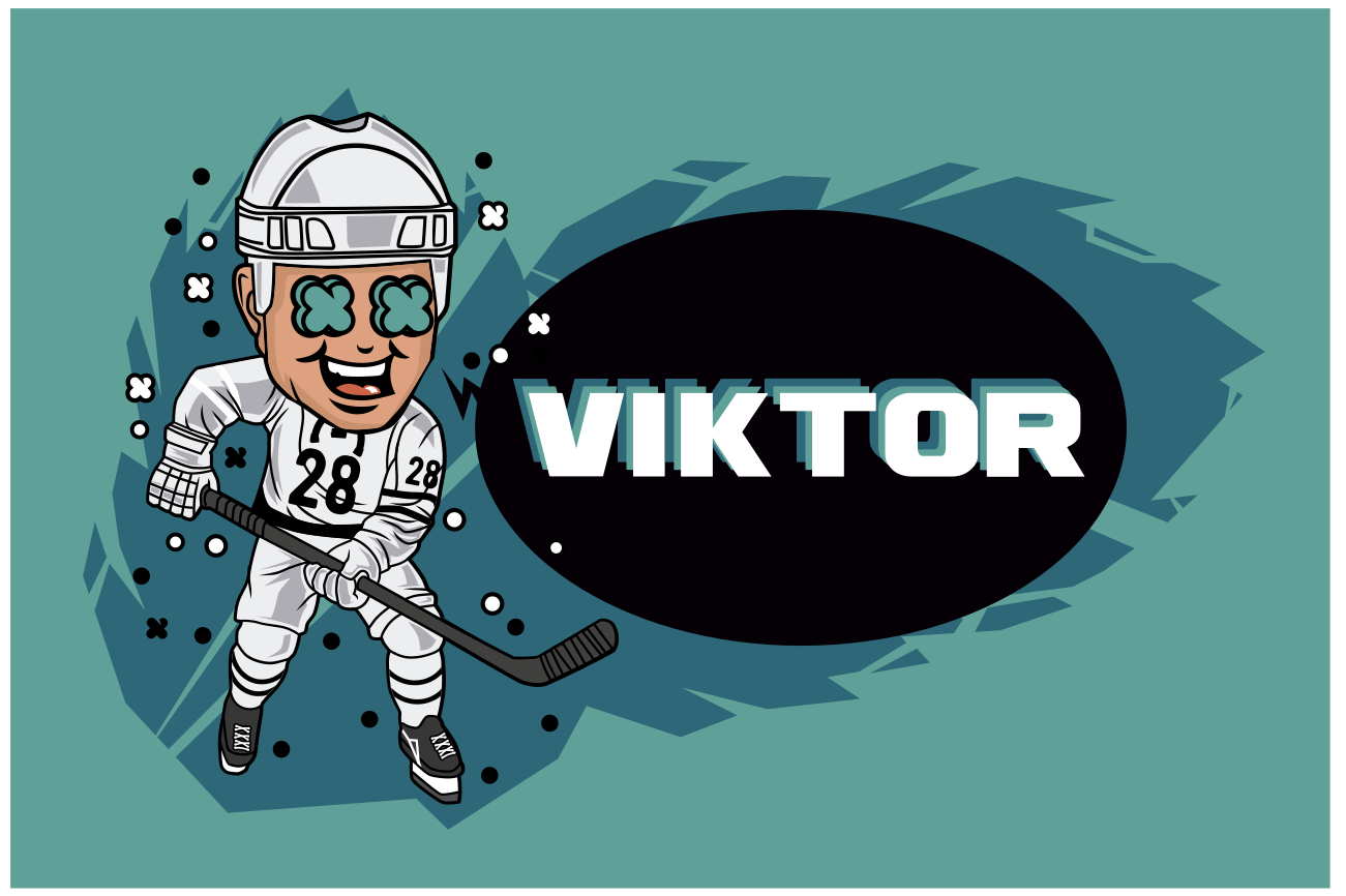 Tovaglietta americana infantile giocatore di hockey cartone - TenStickers