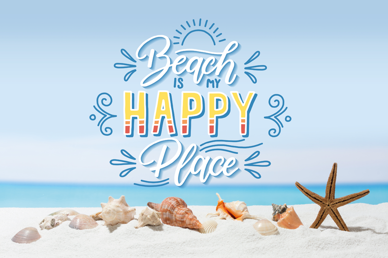 Tovaglietta americana frase luogo felice al mare - TenStickers