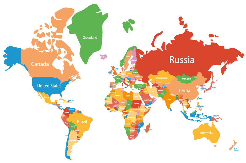 Tovaglietta personalizzata originale Mappa del mondo colorato - TenStickers