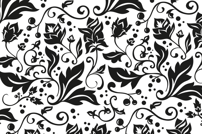Tovaglietta americana textu motivo floreale nero - TenStickers