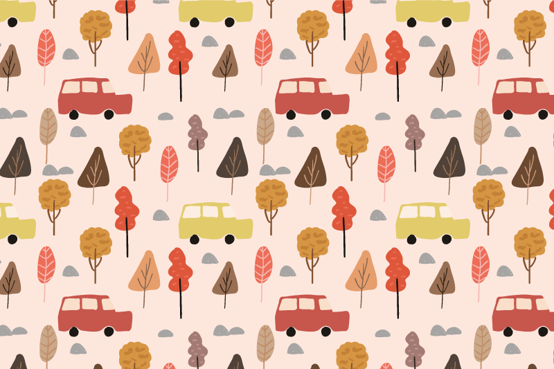 Tovaglietta americana infantile alberi colorati con auto - TenStickers