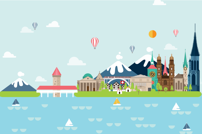 Tovaglietta americana originale paesaggio urbano colorato - TenStickers