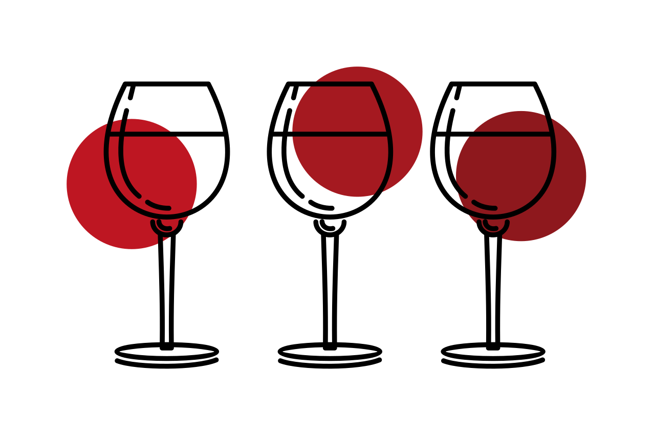 Tovaglietta americana originale trio di bicchieri da vino - TenStickers