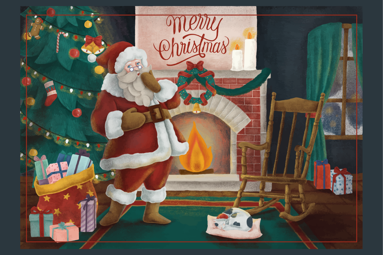 Tovaglietta americana natale raduno di babbo natale - TenStickers