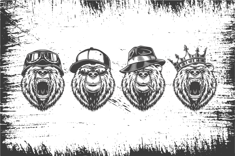 Tovaglietta americana originale ritratti di orsi stilizzati - TenStickers