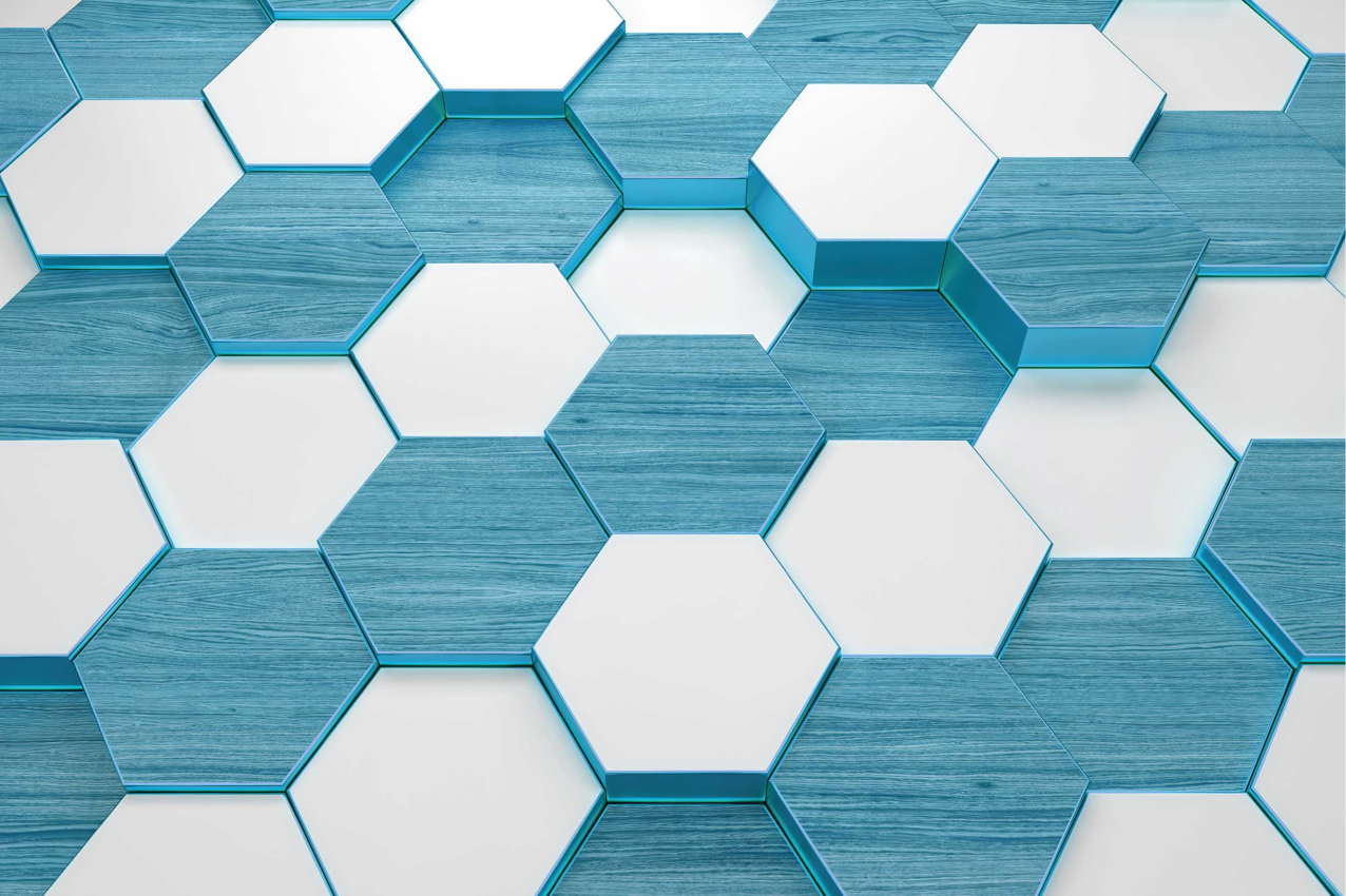 Tovaglietta americana moderna motivo esagonale blu - TenStickers