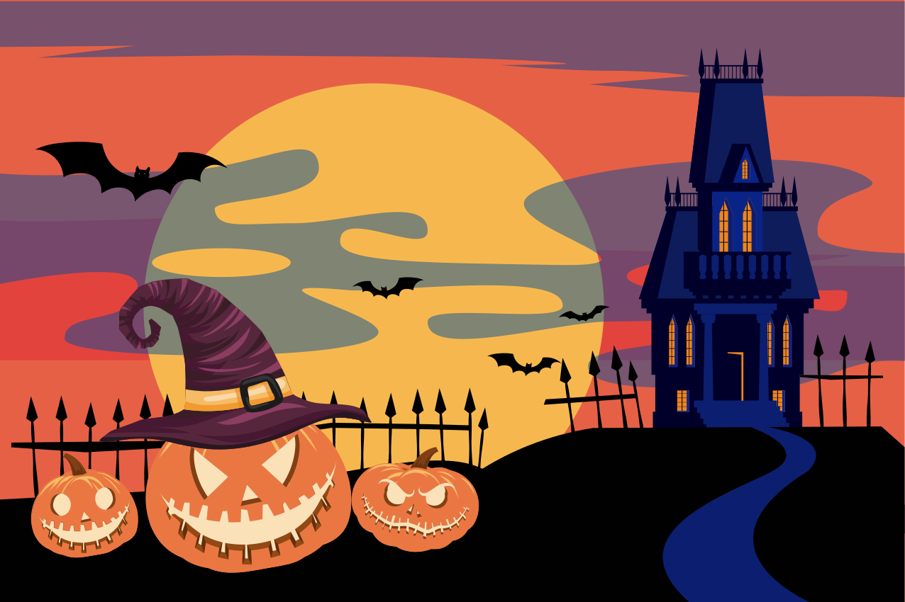 Tovaglietta americana di halloween scena incubo zucca - TenStickers