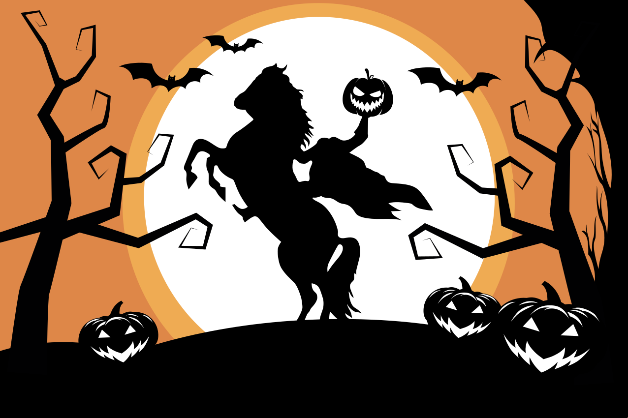 Tovaglietta americana di halloween cavallo con zucca - TenStickers