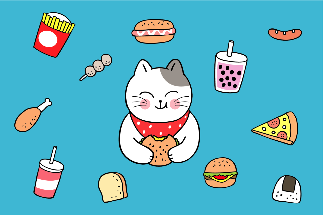 Tovaglietta americana infantile gatto carino che mangia - TenStickers