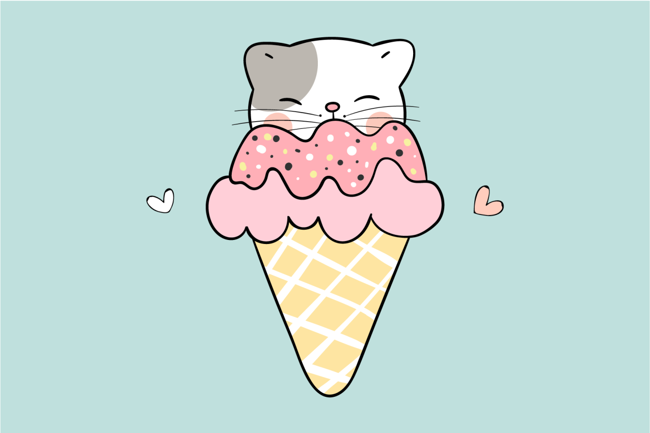Tovaglietta americana infantile gattino carino gelato - TenStickers