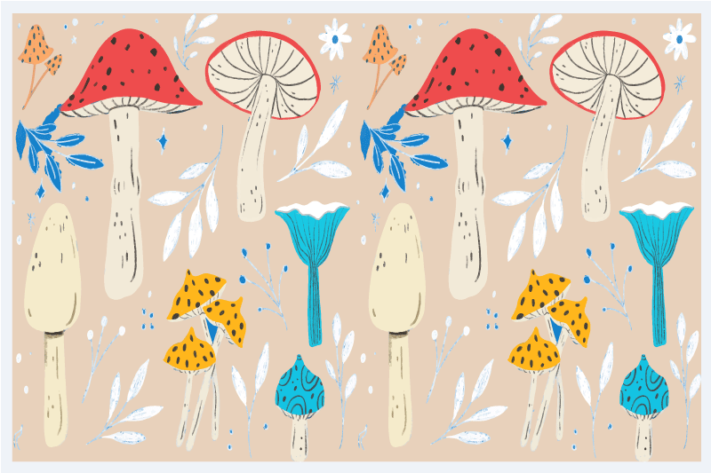 Tovaglietta americana originale con motivo funghi fantasiosi - TenStickers