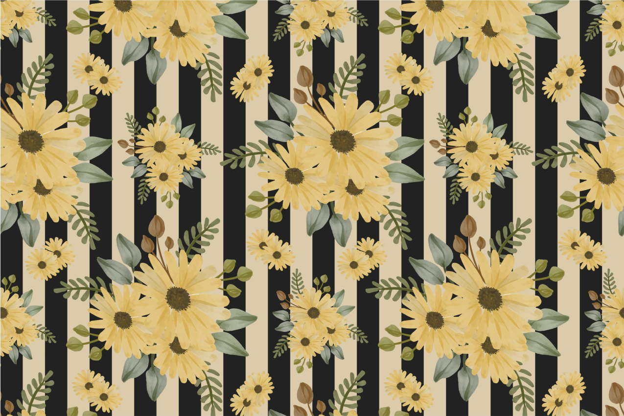 Tovaglietta americana originale motivo righe floreali - TenStickers