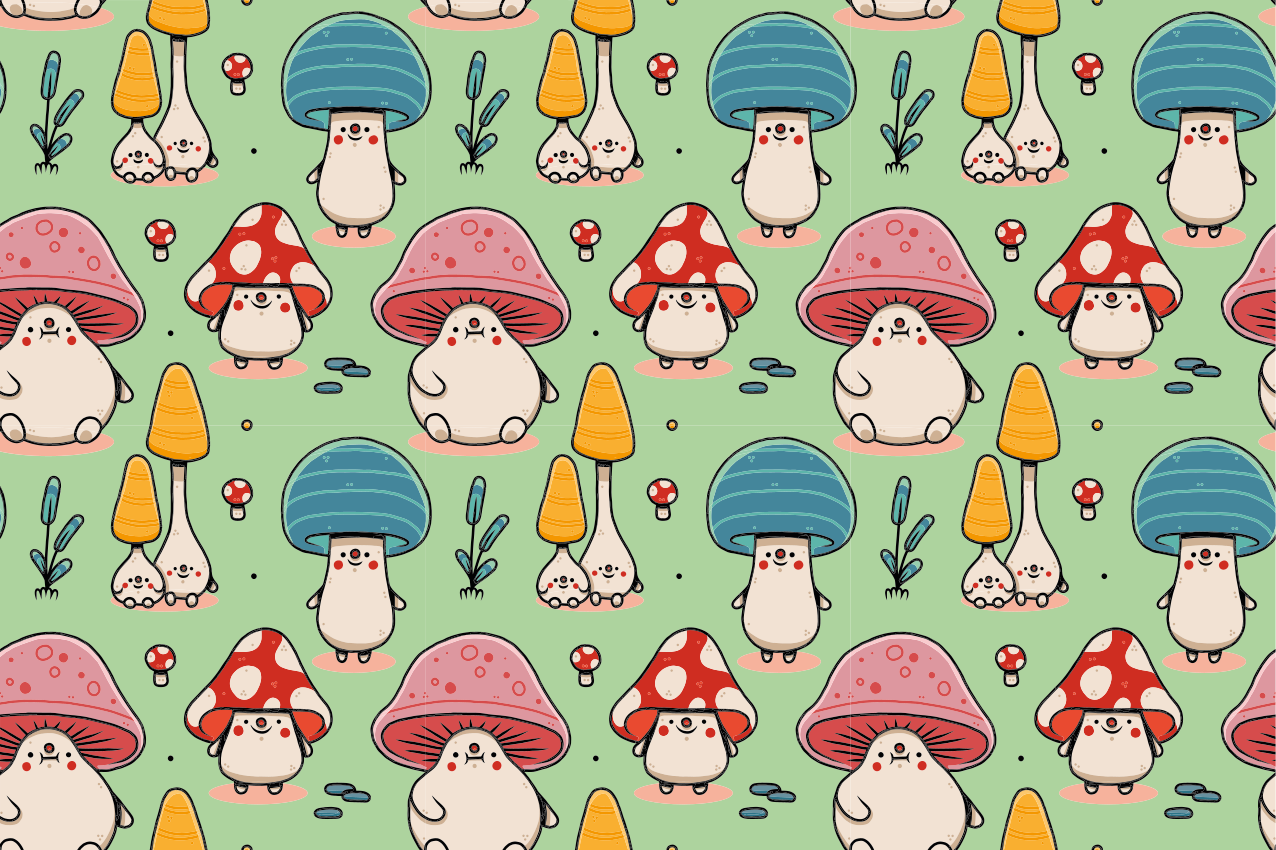 Tovaglietta americana infantile personaggi funghi carini - TenStickers