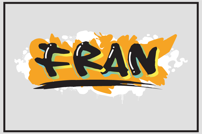 Tovaglietta americana con nome Graffiti colorati in stile urbano - TenStickers