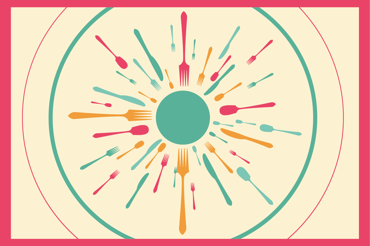 Tovaglietta americana moderna esplosione di posate colorate - TenStickers