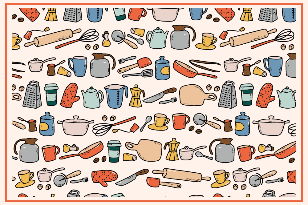 Tovaglietta americana originale assortimento utensili cucina - TenStickers
