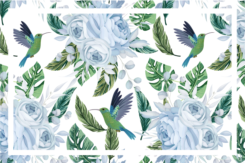 Tovaglietta americana moderna motivo colibrì floreale - TenStickers