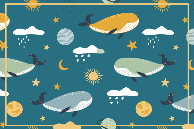 Tovaglietta americana infantile balene e motivi celesti - TenStickers