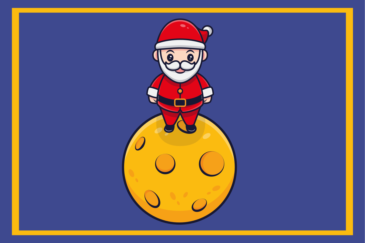 Tovaglietta americana natale babbo natale sulla luna - TenStickers