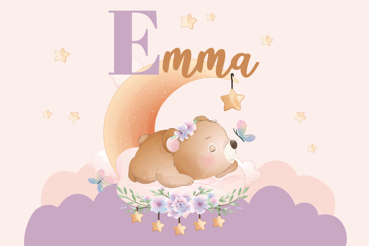 Tovaglietta americana infantile orso che dorme con stelle - TenStickers