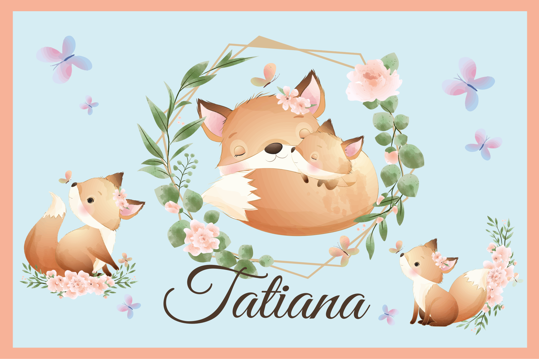 Tovaglietta americana infantile famiglia di volpi carine - TenStickers