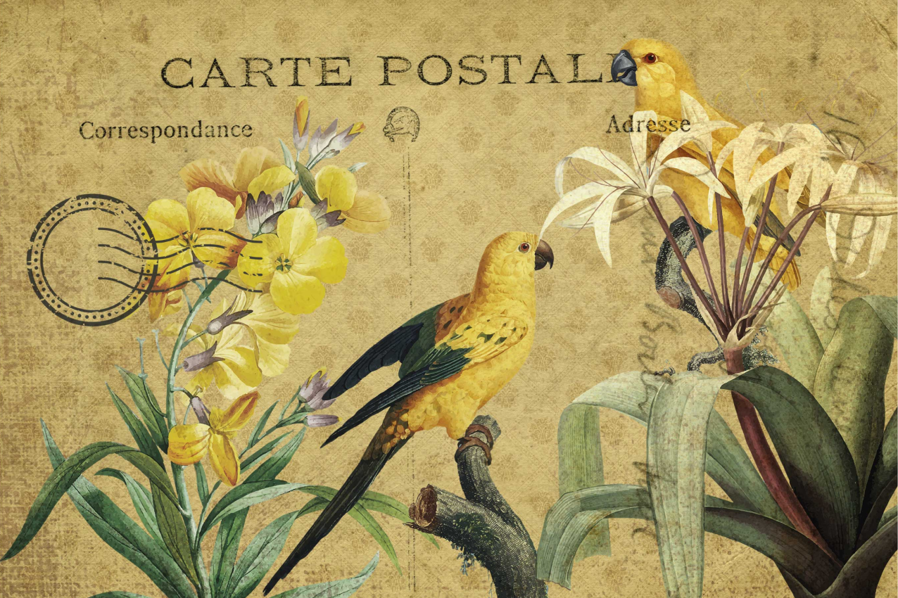 Tovaglietta americana originale cartolina floreale vintage - TenStickers