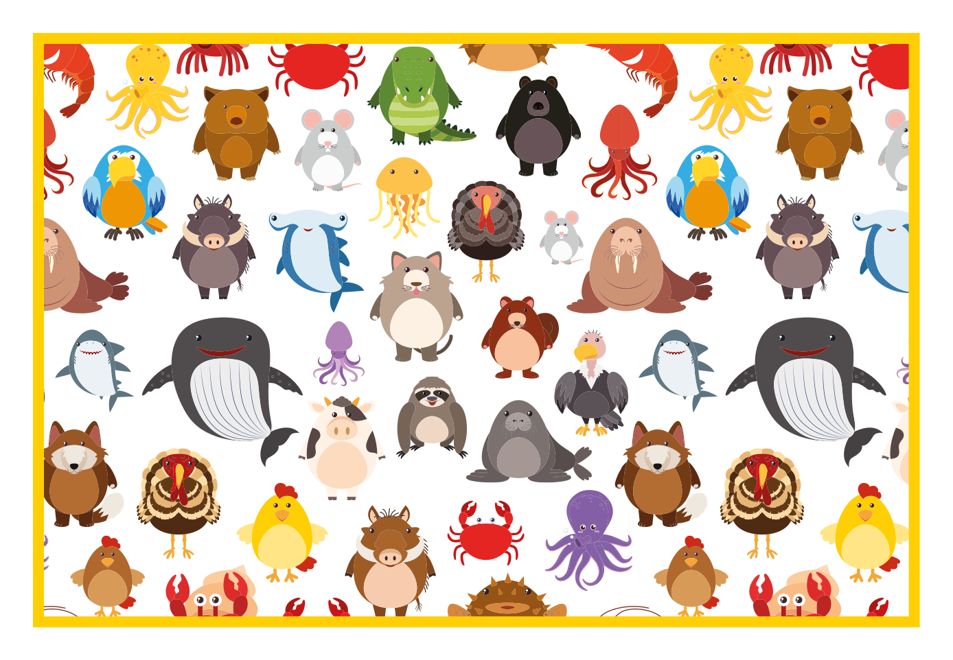 Tovaglietta americana infantile collezione animali colorati - TenStickers