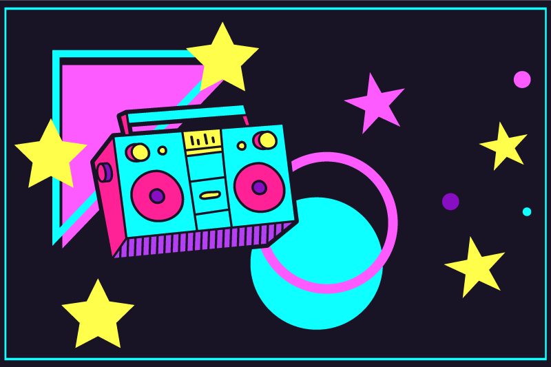 Tovaglietta americana originale boom box colorato retro - TenStickers