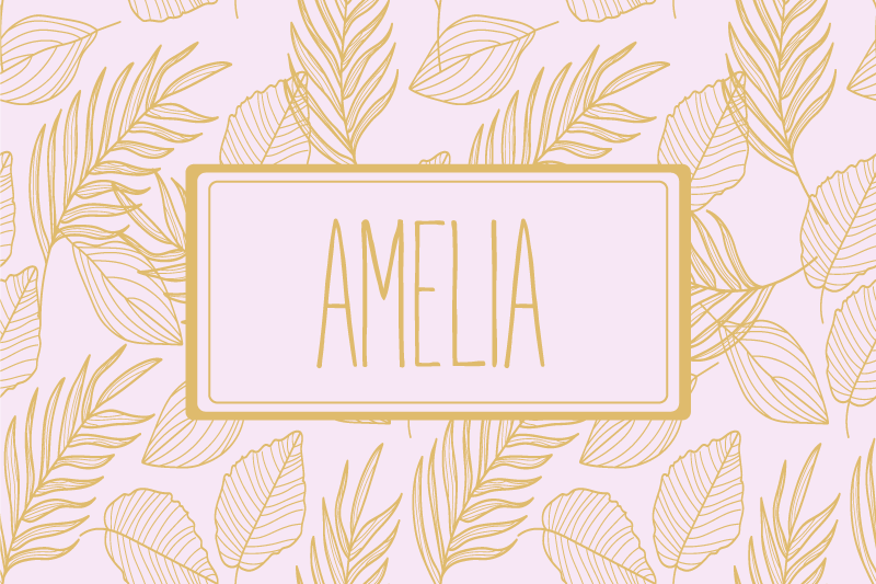 Tovaglietta americana con nome motivo foglia personalizzato - TenStickers